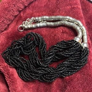 Elegant Black Beaded Necklace